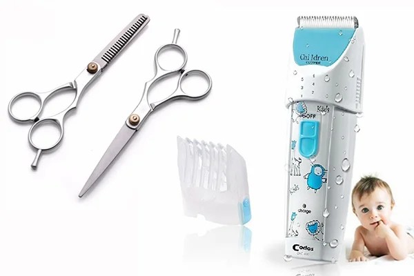 Một số dụng cụ cần chuẩn bị để cắt tóc máu cho bé