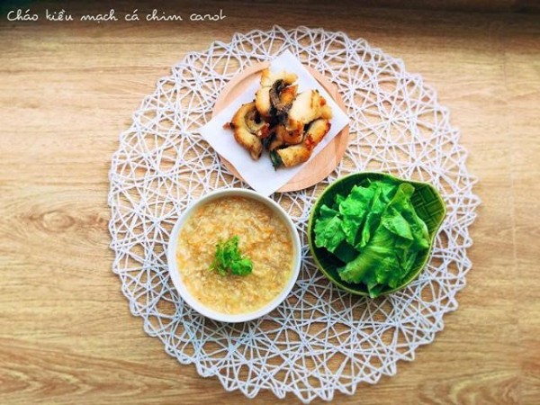 Cháo kiều mạch, cá chim, cà rốt