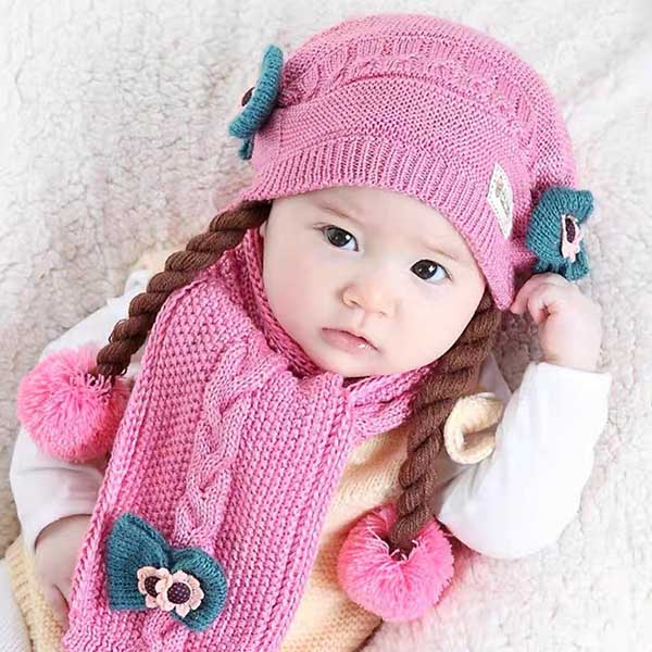 mũ len cho bé gái