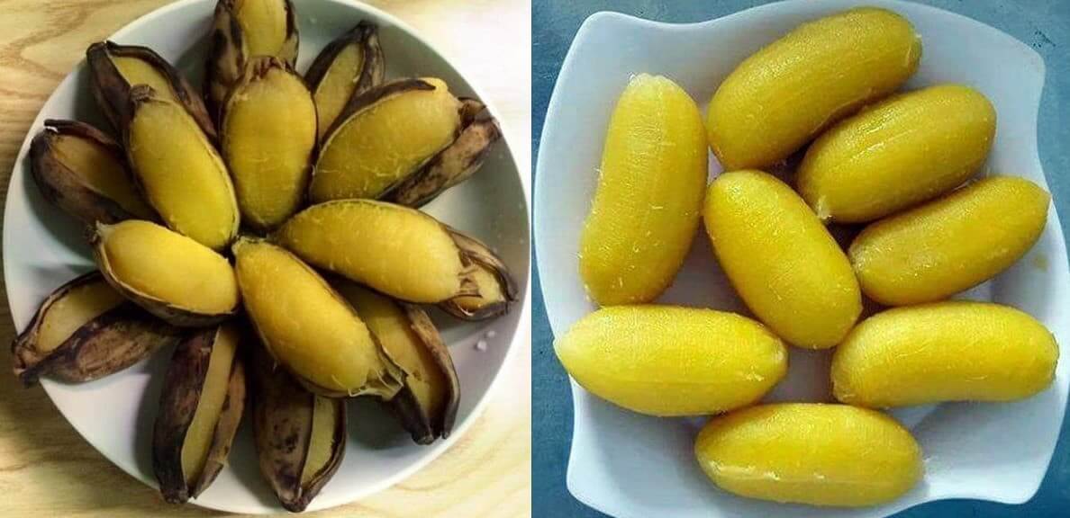 Chuối sáp nghệ sau khi luộc chín