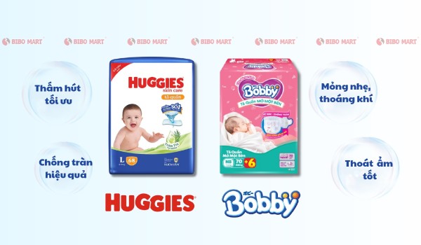 Chọn loại bỉm Huggies và Bobby phù hợp cho bé