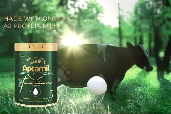 Aptamil Essensis là sản phẩm duy nhất trong các dòng sữa Aptamil có protein A2 lấy từ sữa bò hữu cơ