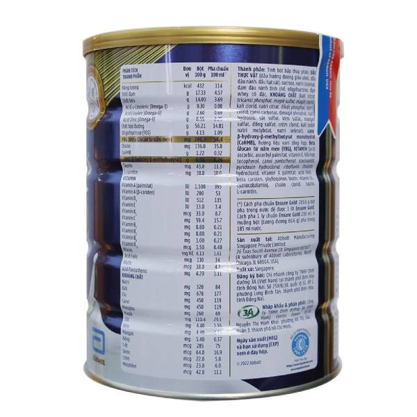 Thành phần dinh dưỡng trong sữa Ensure cho người già