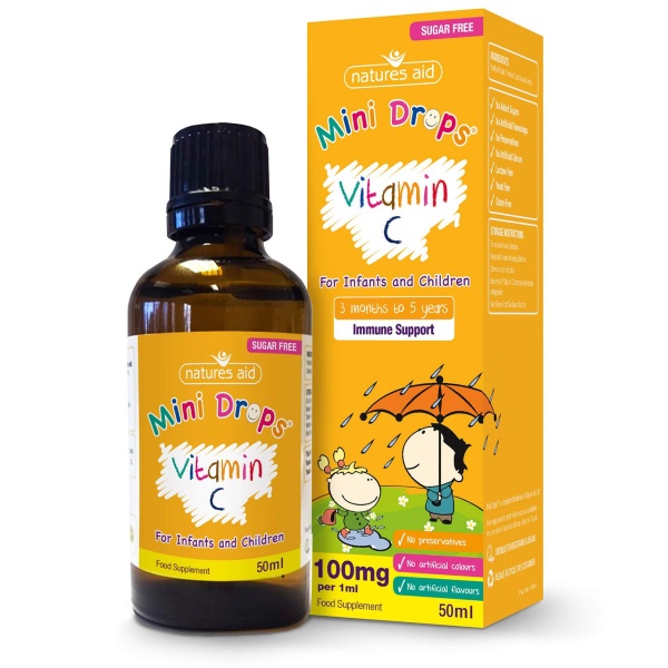 Siro Vitamin C cho bé - Mini Drops Vitamin C Natures Aid