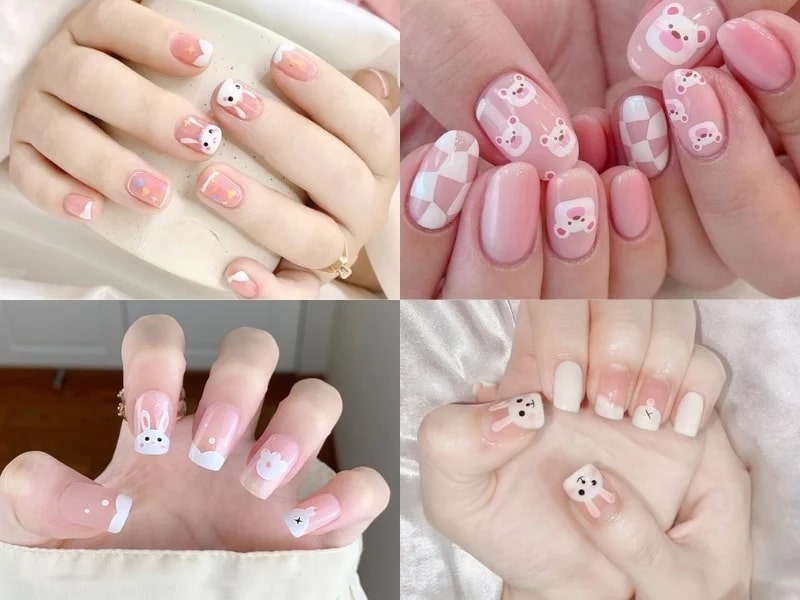 Mẫu nail form vuông ngắn cute