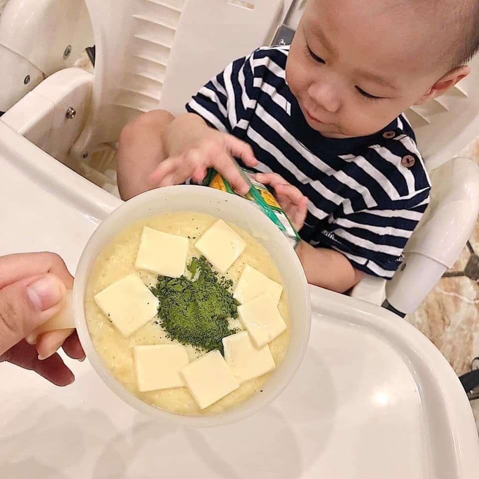 Bơ sữa đông cho bé với bột ăn dặm