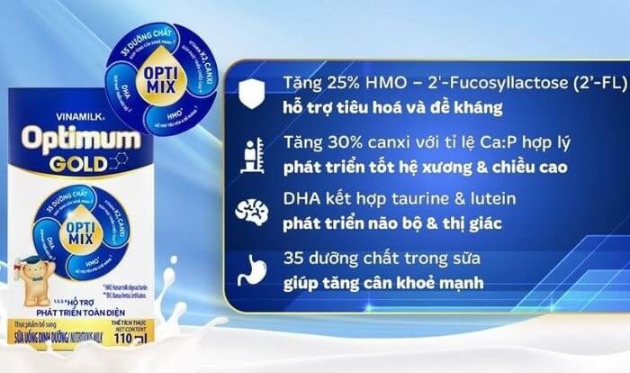 Sữa bột pha sẵn Optimum với 3 hệ dưỡng chất quan trọng