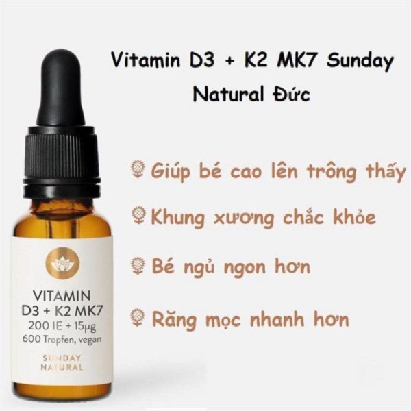 Vitamin D3K2 MK7 phù hợp với bé yêu dưới 4 tuổi