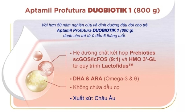 Hệ dưỡng chất cải tiến nổi bật trong sữa Aptamil