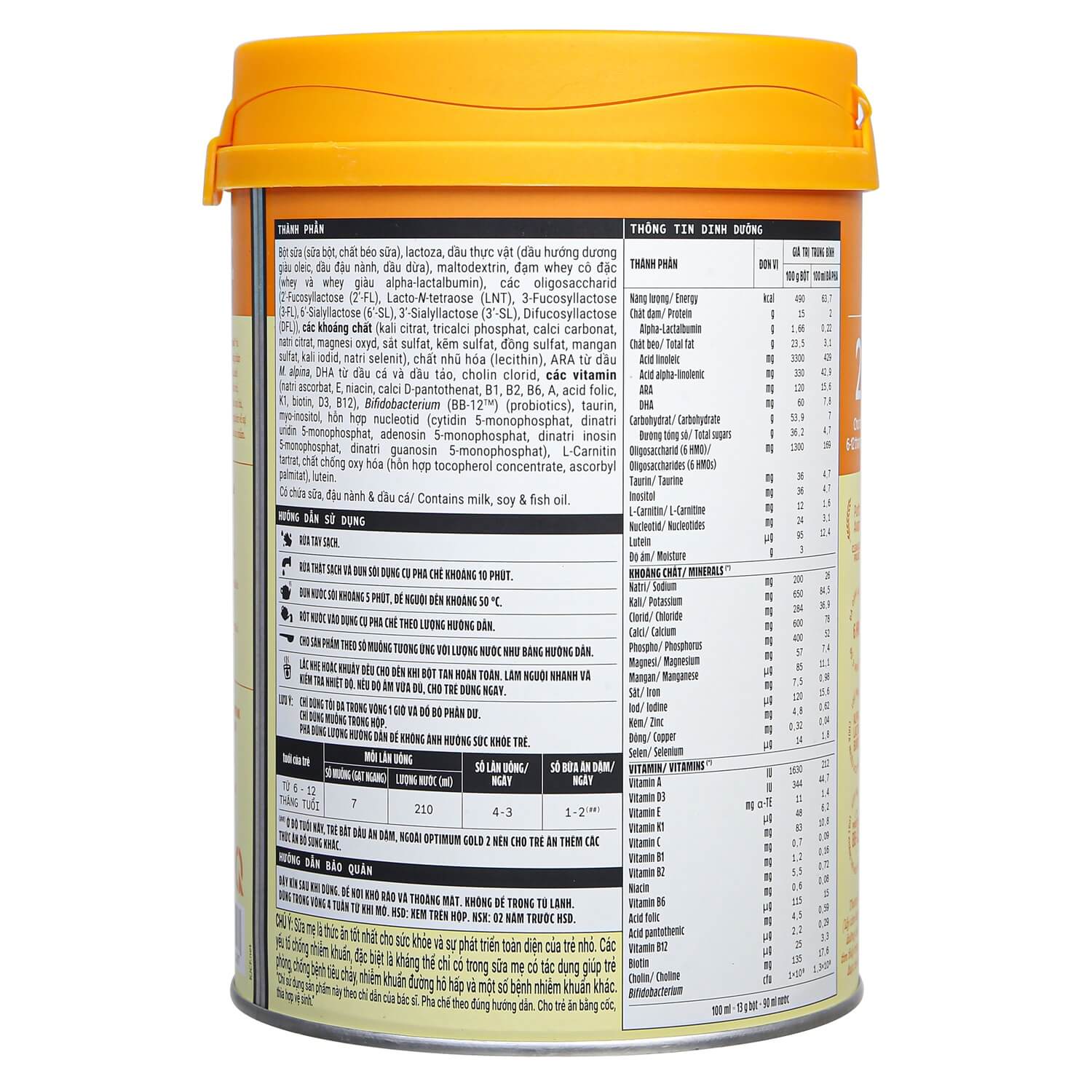 Thành phần sữa Optimum Gold 2