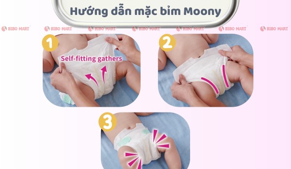 Hướng dẫn mặc tã dán Moony Natural