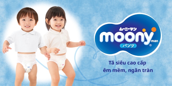 Bỉm Moony xanh được chia thành 2 loại là bỉm quần và bỉm dán
