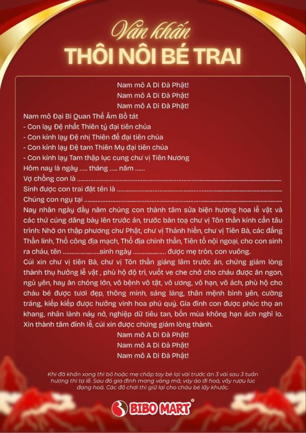Bài văn khấn thôi nôi bé trai