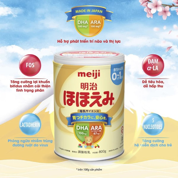 Sữa Meiji cung cấp năng lượng vừa phải giúp bé tăng cân một cách tự nhiên