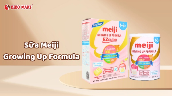 Sữa Meiji Growing Up Formula dạng bột và dạng thanh (màu hồng)