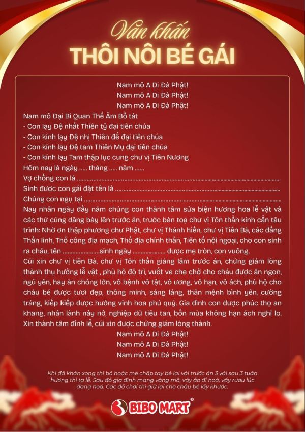 Văn khấn cúng thôi nôi cho bé gái