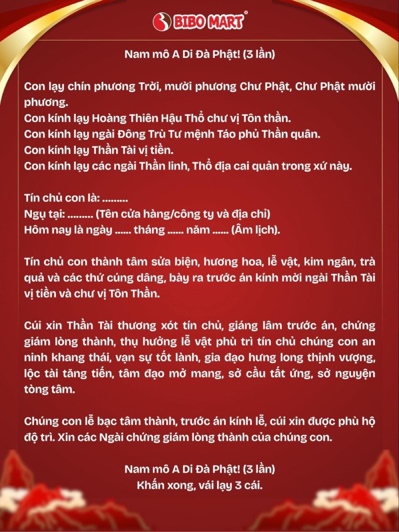 Bài văn khấn Thần Tài Thổ Địa