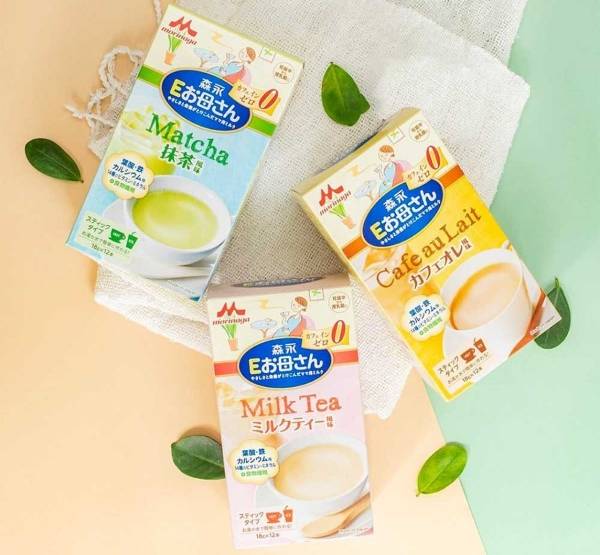 Ba loại sữa bầu Morinaga gồm matcha, trà sữa, cà phê