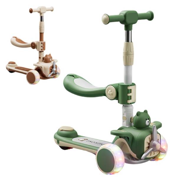 Xe scooter hình gấu gấp gọn có ghế ngồi 888