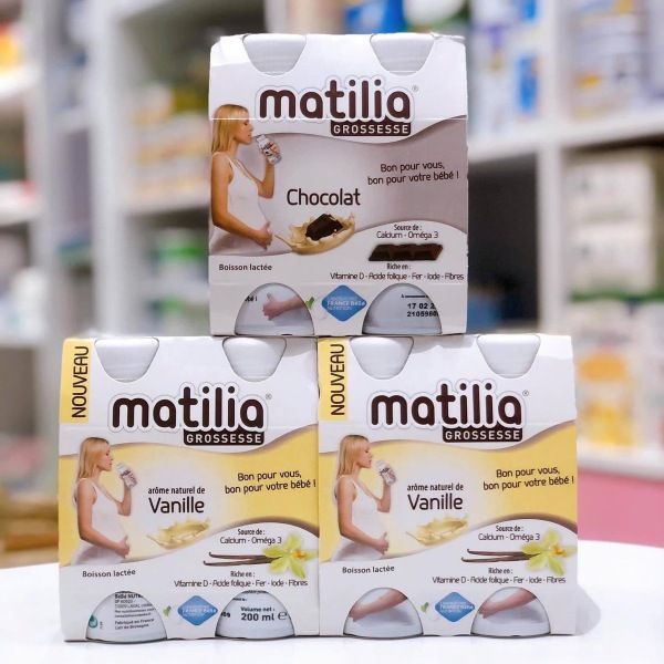 Sữa bầu pha sẵn Matilia hương socola và vani thơm ngon dễ uống