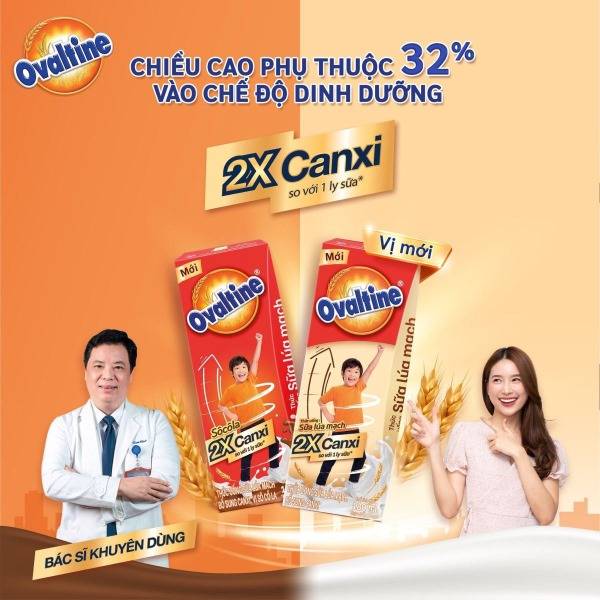 Sữa Ovaltine 2X canxi cung cấp lượng canxi dồi dào giúp phát triển chiều cao
