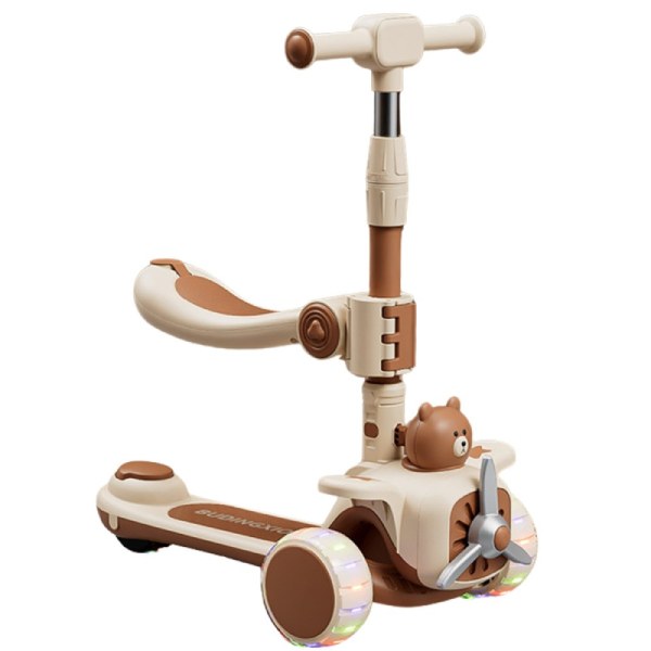 Xe Scooter gấp gọn hình gấu có ghế ngồi 888 cho bé