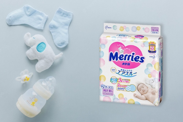Bỉm Merries nội địa Nhật thiết kế dịu nhẹ thấm hút tốt