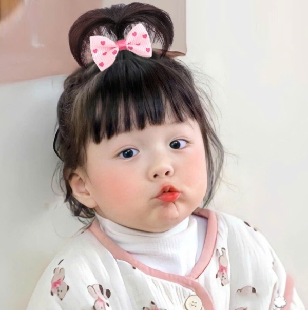 Kiểu tóc buộc chỏm đỉnh đầu cho bé gái tóc ngắn