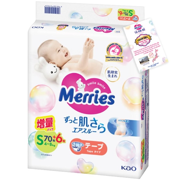 Tã dán Merries nội địa Nhật size S cho bé sơ sinh