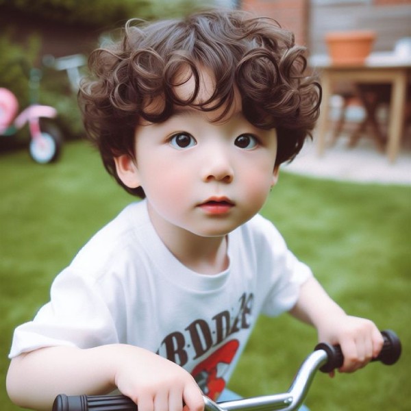 Tóc Hàn Quốc bé trai xoăn rối nhẹ