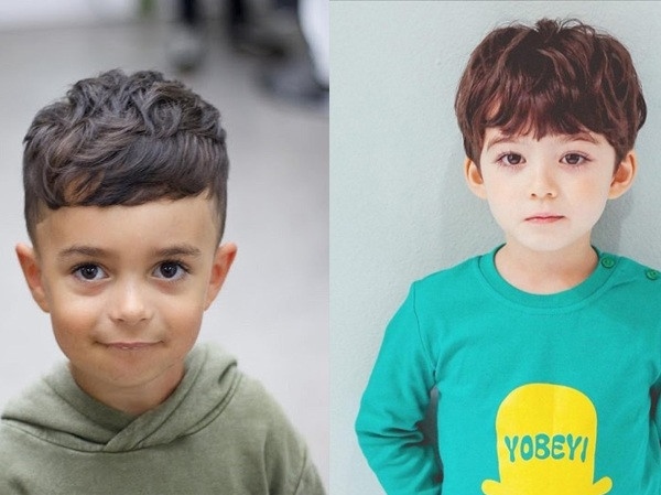 Tóc ngắn bé trai xoăn nhẹ phần mái nổi bật cá tính