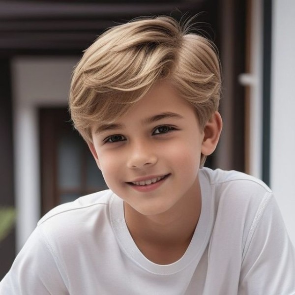 Tóc xoăn bé trai đẹp, điển trai mái lệch