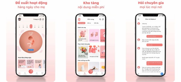 Một số tính năng của app dành cho mẹ