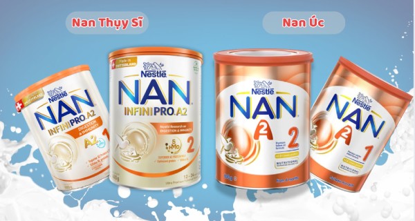 Dòng A2 sữa Nan có 2 loại chính của Thụy Sĩ và Úc