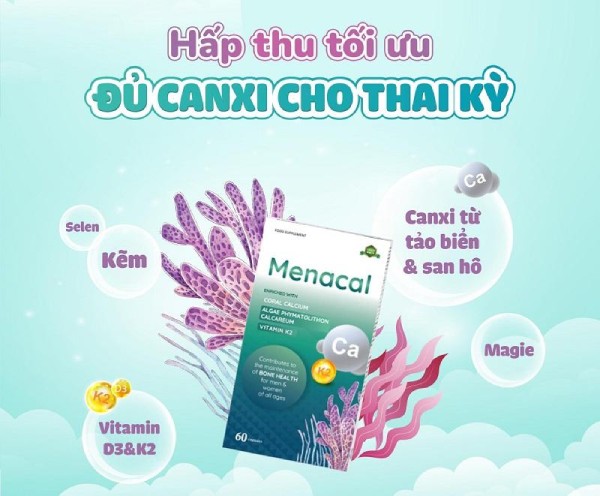Menacal không chỉ chứa canxi mà còn có vitamin D3K2 cùng các khoáng tố