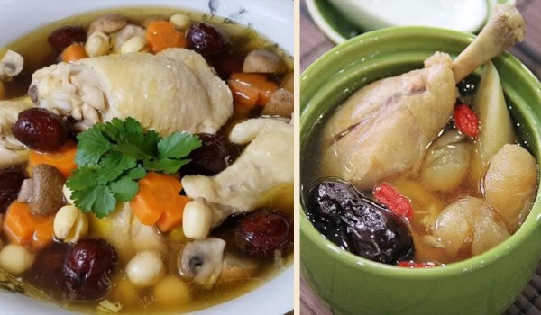 Thịt gà hầm thuốc bắc và hạt sen cho mẹ sinh mổ