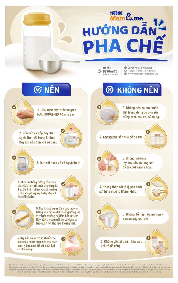 Lưu ý cách pha sữa Nan Thụy Sĩ