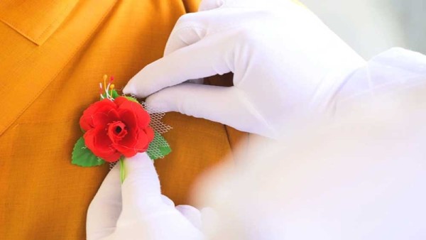 Bông hồng cài ngực áo ngày lễ Vu Lan