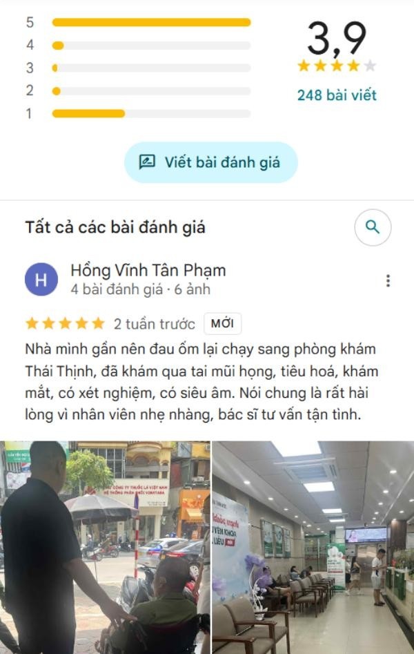 Đánh giá phòng khám sản 125 Thái Thịnh trên Google Maps