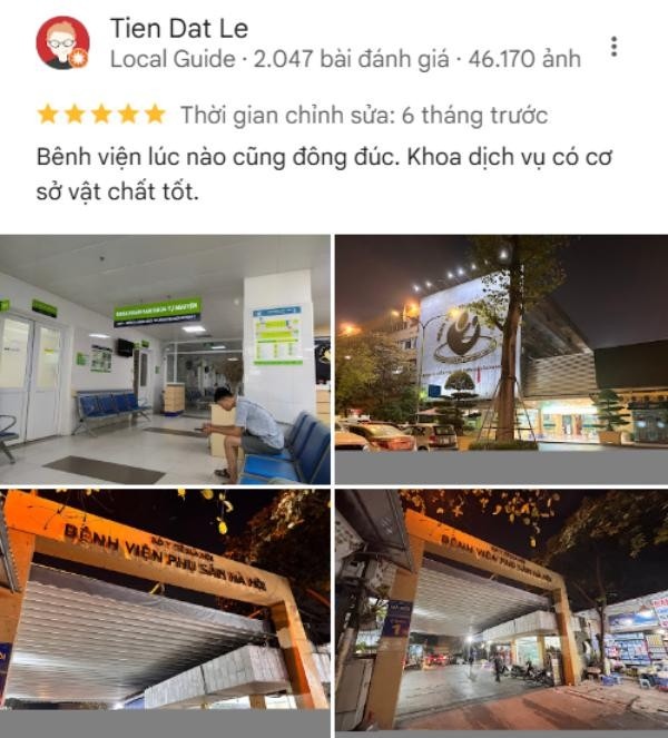 Đánh giá bệnh viện phụ sản Hà Nội trên Google Maps
