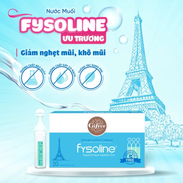 Nước muối Fysoline Xanh giảm nghẹt và khô mũi cho bé