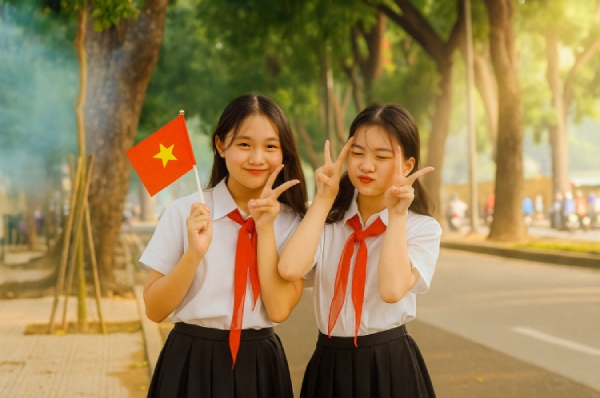 Chụp ảnh Quốc khánh đường Hoàng Diệu