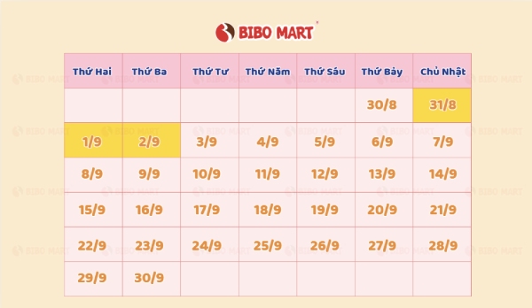 Lịch nghỉ lễ xem diễu binh mùng 2 tháng 9