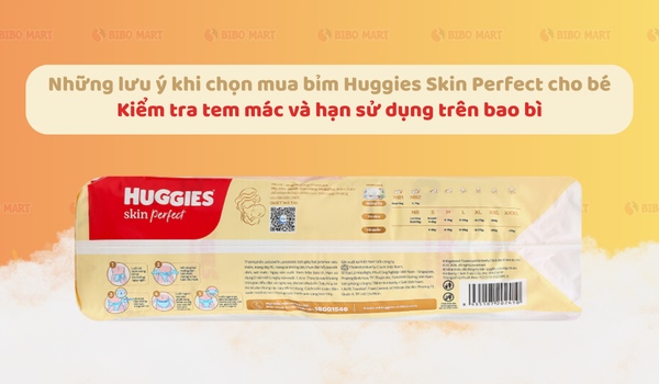 Kiểm tra tem mác bỉm huggies skin perfect